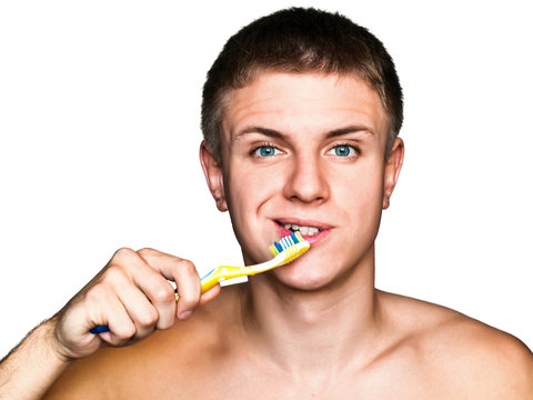 Guy Brushing His Teeth