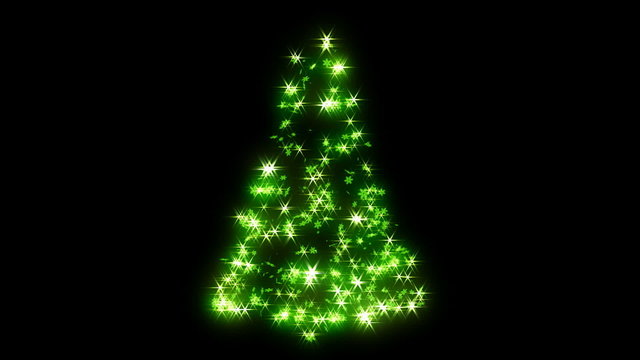 Loopable Rotating green sparkles shape of Christmas tree
