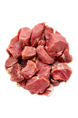 Raw fresh meat on the white