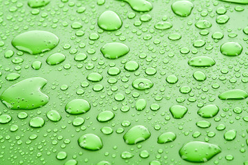 Green water drops background
