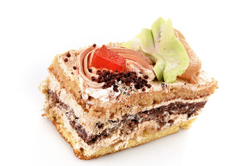 sweet cake over white background.