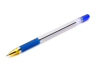 The dark blue ball pen