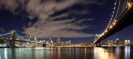 New York City skyline panoramic at night