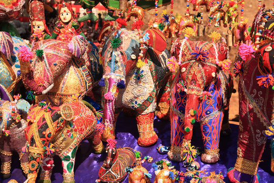 Fabric elephants in a Goan Market