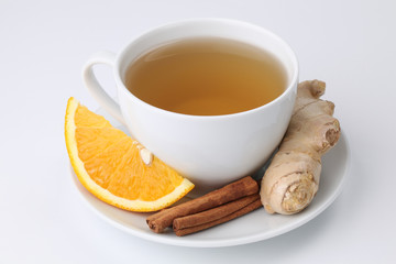 Obraz na płótnie Canvas Orange tea with cinnamon and ginger