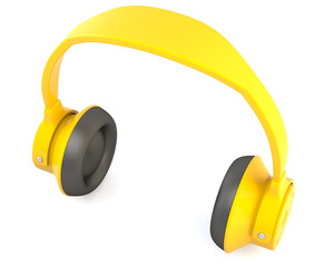 Yellow headphones isolated on white background
