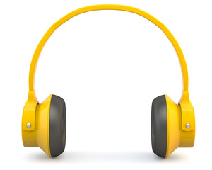 Yellow headphones isolated on white background
