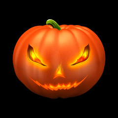 Orange pumpkin on black background - Halloween