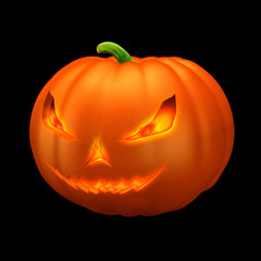 Orange pumpkin on black background - Halloween