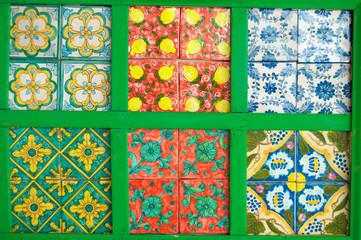 Colourful, decorative tiles.