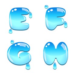A set of water bead font type, letter E to H