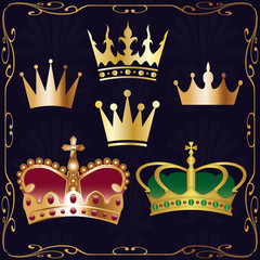 Golden Crown Vector Set - Krone