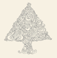 Christmas tree vector hand-drawn