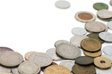 Old coins isolated on white background
