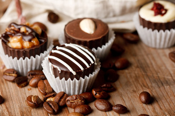 chocolate sweets with coffee beans