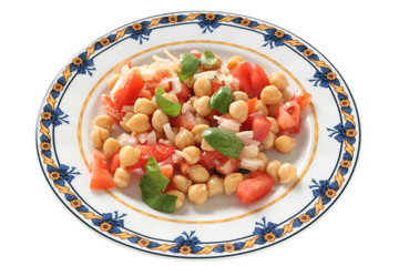 salad chickpea with onion and tomato