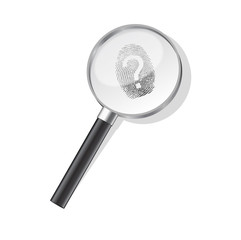 Detectives magnifier with question sign fingerprint vector