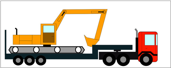 Porte char et pelleteuse