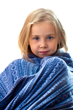Beautiful Girl In Blue Blanket