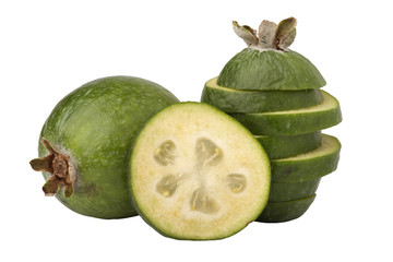 close-up image of  feijoa fruits