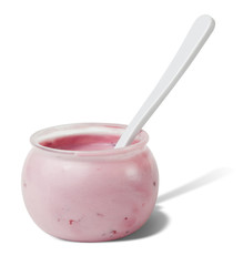 Cherry yogurt cup with spoon