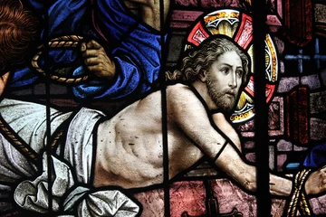 Foto auf Acrylglas Befleckt Die Passion Christi im Glasfenster in der Kirche Santa Teresa in Havanna