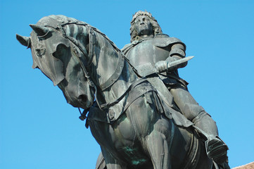 Statue of King Mathias in Cluj Napoca. Romania