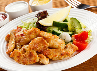Grilled meat and vegetables
