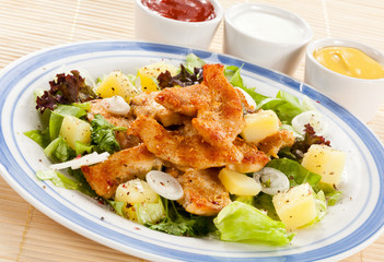 Grilled meat and vegetables