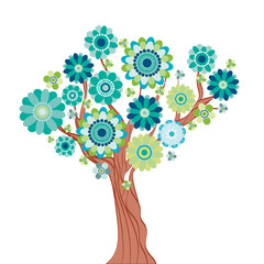 Abstract tree made of flowers. Vector illustration