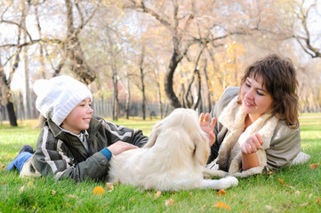 Fototapeta premium Mother and son together having fun