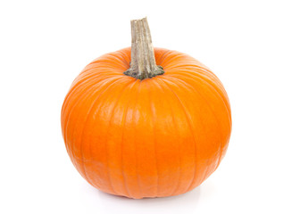 Big orange pumpkin over white background