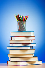 Fototapeta premium Back to school concept with books and pencils