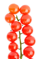 Cluster of cherry tomatoes on the white