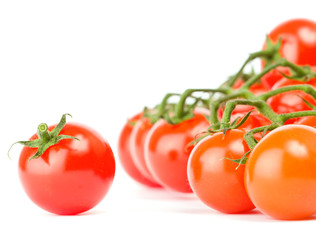Cherry tomatoes on white background