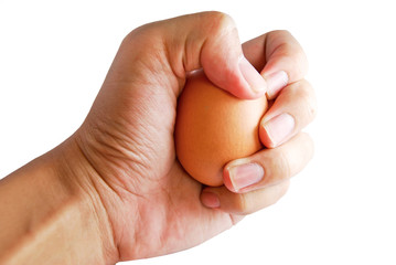 hand holding fresh egg isolated
