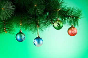 Christmas decoration against the colorful gradient background