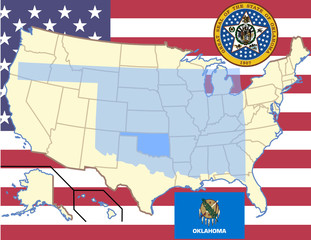USA state oklahoma flag map seal
