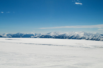 High mountains under snow in the winter