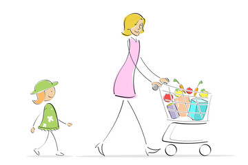 mother and daughter shopping