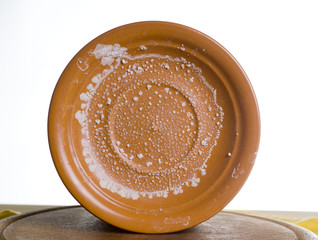 Salt  crystallized over plate