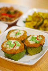 Steamed fish with curry paste, Thai food