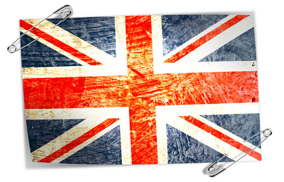 drapeau anglais avec épingles à nourrice
