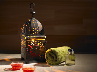 Arab lamp whit a candle in the hammam