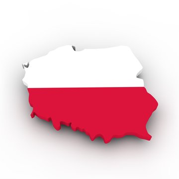 Polen Flagge auf Landkarte