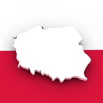 Fototapeta Polen Landkarte auf Flagge