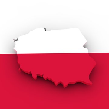 Polen Flagge und Landkarte