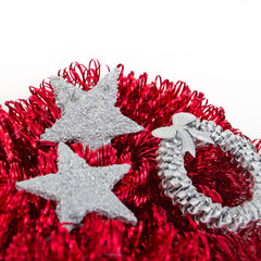 christmas silver decoration with tinsel