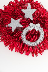 christmas silver decoration with tinsel