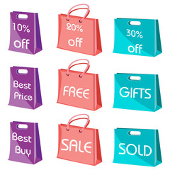 set of shopping bags with tags